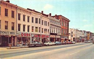 Madison IN Main Street View Store Fronts Old Cars Postcard