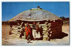 c1960's Navajo Indians And Their Hogans Northern Arizona And New Mexico Postcard