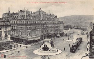 France Valence Panorama de la Place Republique Steam Train postcard C320