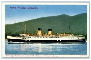 1952 CPR Princess Marguerite On Triangle Run Vancouver Canada Postcard