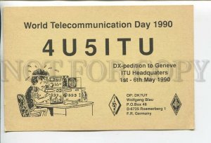 462831 1990 year Switzerland Geneva ham radio in a sweat radio QSL card