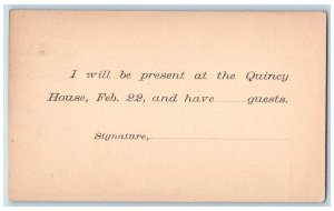 c1880's Be Present at Quincy House Capt. George Hall Boston MA Postal Card 