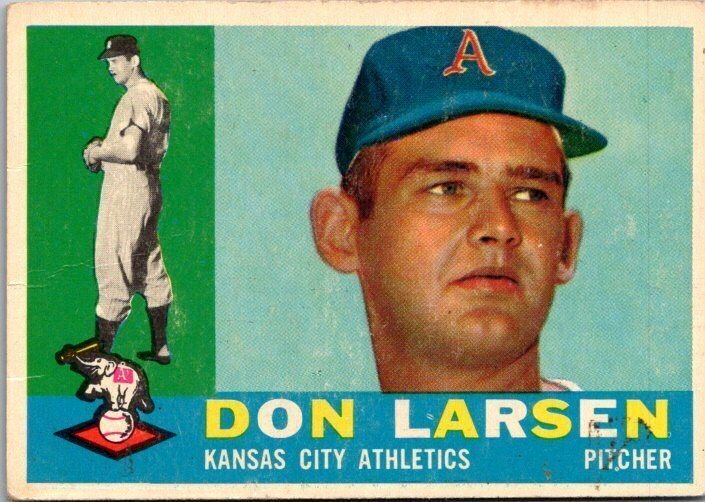 1960 Topps Baseball Card Don Larsen Kansas City Athletics sk10580