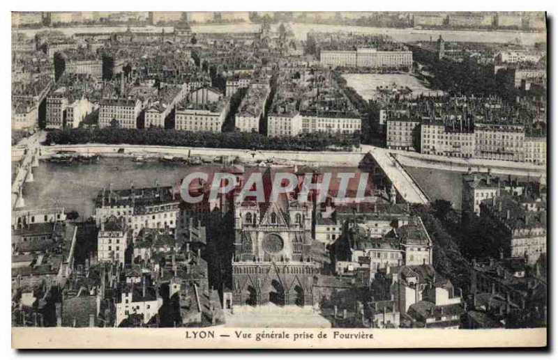Old Postcard Lyon General view taken of Fourviere