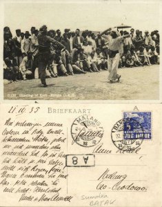 indonesia, SUMATRA, Dancing of Native Karo Bataks (1935) RPPC Postcard