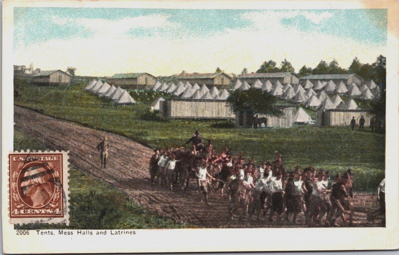 USA Tents Mess Halls and Latrines Soldiers Military Vintage Postcard C200