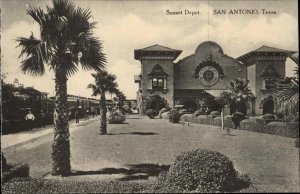 San Antonio Texas TX Sunset Railroad Train Depot Station Vintage Postcard
