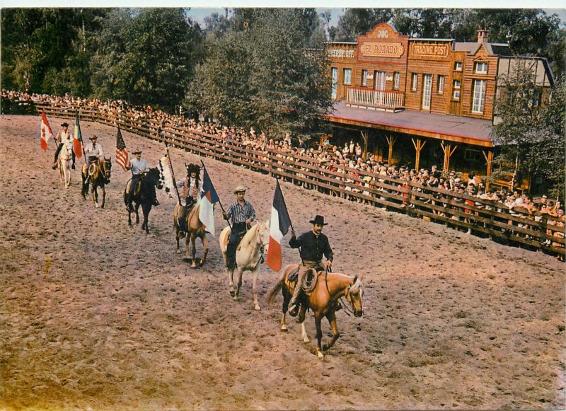 horse riding flags france usa  Postcard