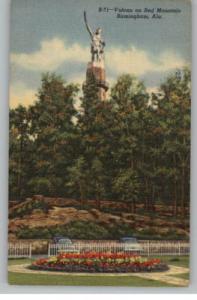 Linen Postcard..Vulcan Statue on Red Mountain..Birmingham...