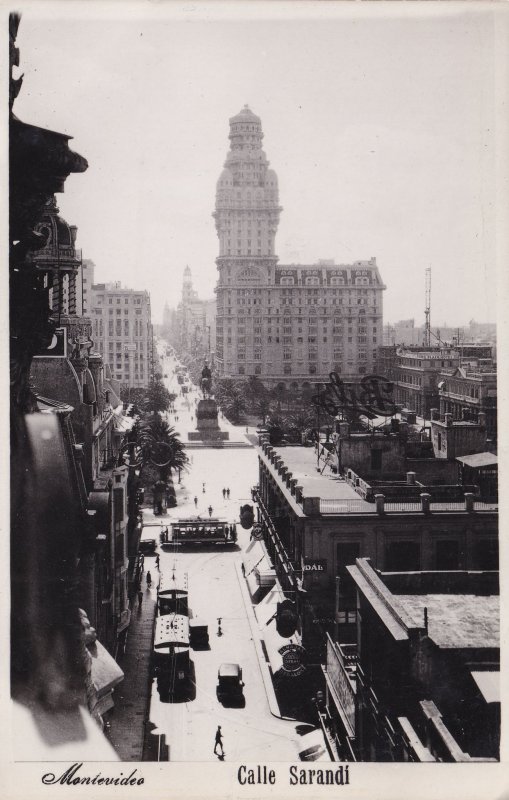 Calle Sarandi Montevideo Uruguay Real Photo Postcard