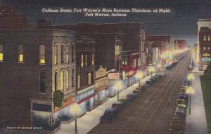 Indiana Fort Wayne Calhoun Street At Night Curteich