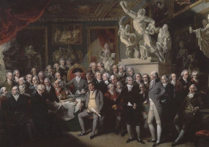 Royal Academy Of The Arts London Gallery in 1795 Painting Postcard
