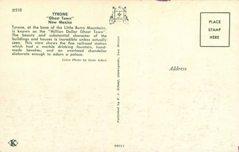 TYRONE Ghost Town' New Mexico Vintage Postcard