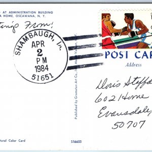 1984 Shambaugh, IA Post Office Cancel Postcard Town USPO Postal History A269