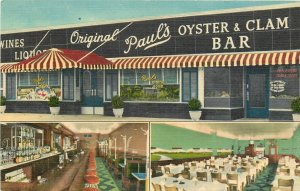 Postcard New York Brooklyn 1940s Paul's Restaurant multi View Andes NY24-2591