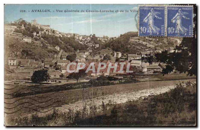 Old Postcard Avallon Vue Generale Cousin Laroche and the City