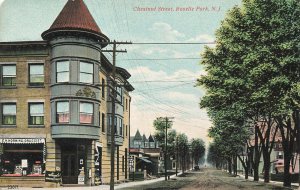 Roselle Park NJ Chestnut Street C. H. Horning Druggist Street View Postcard