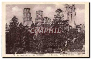 Old Postcard Jumieges Abbey Ruins View From D & # 39Ensemble