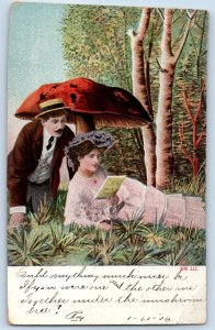 1906 Romance Couple Fantasy Mushroom Buffalo New York NY Antique Postcard