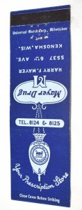 Mayer Drug Kenosha Wisconsin 20 Front Strike Matchbook Cover