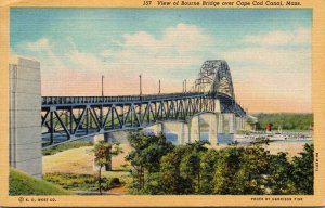 Massachusetts Cape Cod View Of Bourne Bridge Over Cape Cod Canal 1946 Curteich