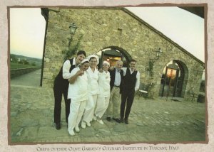 Chefs at Olive Garden Restaurant Tuscany Italy Postcard
