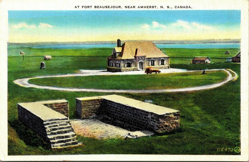 Fort Beausejour Amhersrt NS Nova Scotia Canada Linen Postcard Valentine UNP 