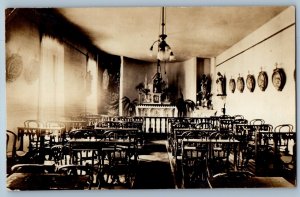 c1910's Church Interior Altar Scene RPPC Photo Posted Antique Postcard