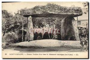 Old Postcard Dolmen Menhir Saint Nazaire Dolme trilitre Children Folklore