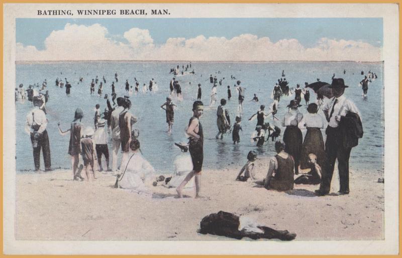 Winnipeg Beach, Manitoba - Swimmers at the beach - 