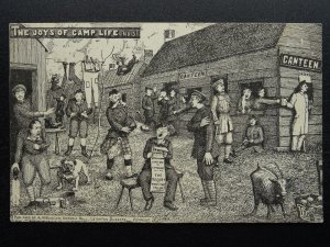 WW1 THE JOYS OF CAMP LIFE Artist Tneff c1915 Cartoon Postcard by Alf & Goodson