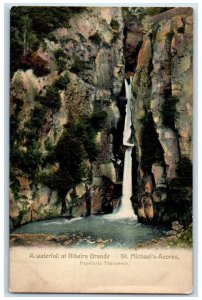 c1910 A Waterfall at Ribeira Grande St. Michaels Azores Portugal Postcard