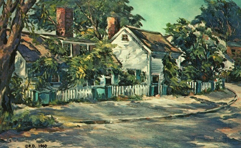 Postcard Sunlight And Shadow New England Sea Coast Oil Painting Kennebunkport ME
