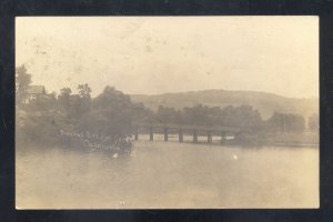 RPPC CAZENOVIA WISCONSIN RUSTIC BRIDGE SCENE VINTAGE REAL PHOTO POSTCARD