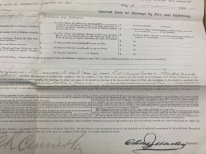 Antique 1885 Home Insurance Company of New York Warsaw Indiana Contract