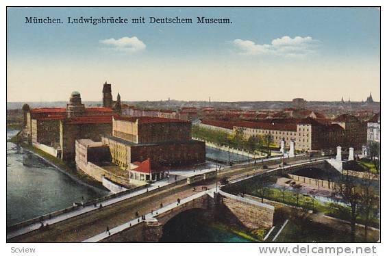 Munchen , Germany ,00-10s : Ludwigsbrucke mit Deutschem Museum