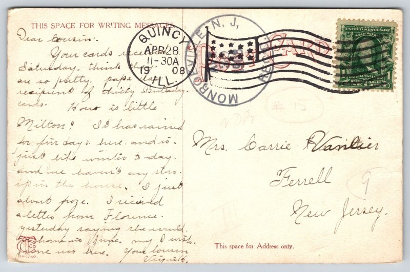 Quincy Illinois~Library Building~Journal Newspaper Office~1908 Postcard