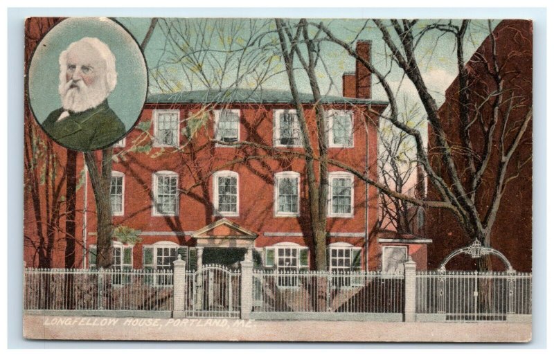 Postcard Longfellow House, Portland ME Maine G33