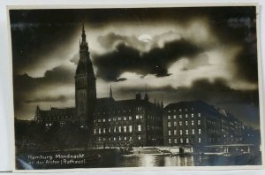 Germany Hamburg Mondnacht an der Alster rppc Postcard L9