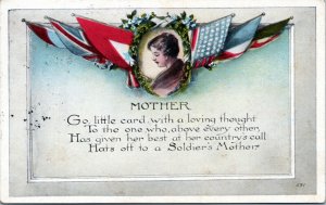 Postcard Patriotic Hat's off to a Soldier's Mother