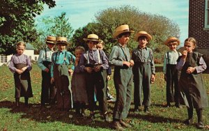 Vintage Postcard Greetings From The Amish Country Children During Recess School