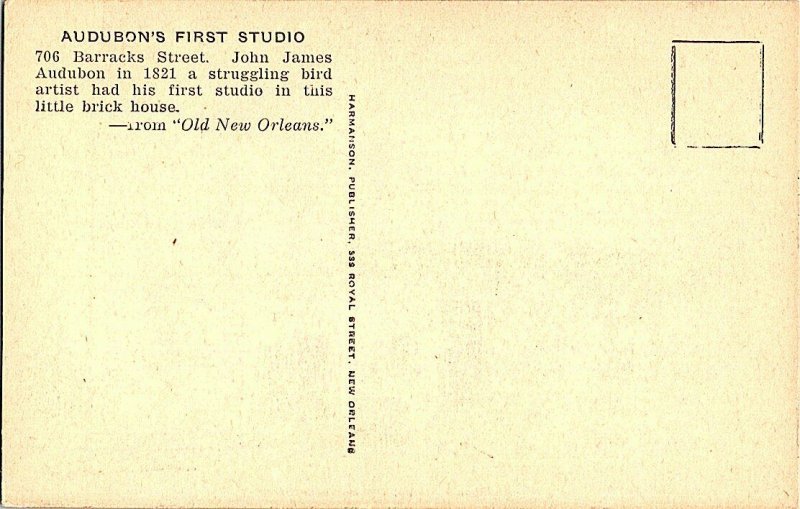 Audubon's Studio 706 Barracks Street Homer Clark Signed Standard View Card