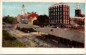 Private Mailing Card PA York Old Market Sheds Centre Square Tower Clock 1905 F31