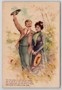 Lovers Couple In Flowers Wedding Bells Will Soon Be Ringing PFB Postcard B34