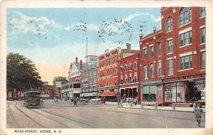 Keene New Hampshire~Main Street~Woolworth's~Cheshire House~Trolley~1924 PC 