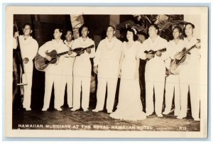 c1940's Royal Hawaiian Hotel Musicians Bride Honolulu HI RPPC Photo Postcard