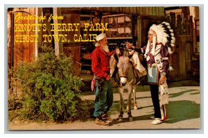 Vintage 1960's Postcard Knott's Berry Farm Prospector & Indian Chief Buena Park