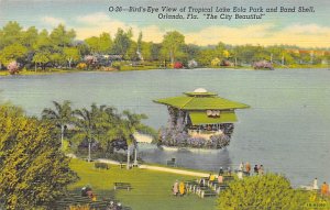 Bird's Eye View of Tropical Lake Eola Park and Band Shell City Beautiful Orla...