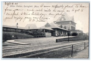 1907 View Of Union Station Springfield Chicopee Falls Massachusetts MA Postcard