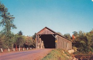 Covered Bridge over Meduxnekeag Stream Woodstock Town of Littleton Maine pm 1958